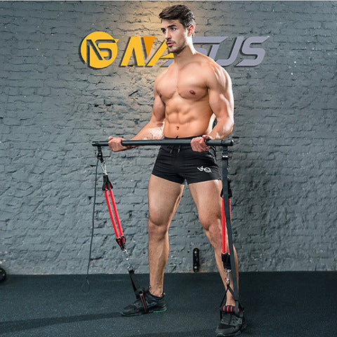Body Workout Trainer Bar with Resistance Bands Rubber Buckles
