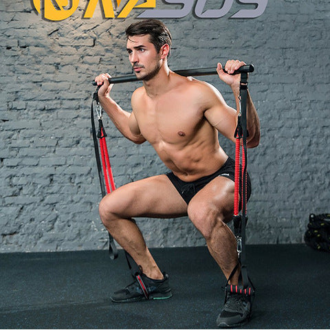 Body Workout Trainer Bar with Resistance Bands Rubber Buckles