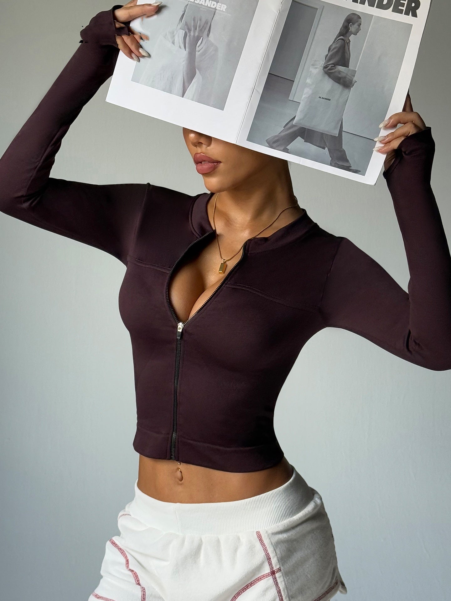 Long-sleeve Zipper Quick-drying ftness Clothes Coat